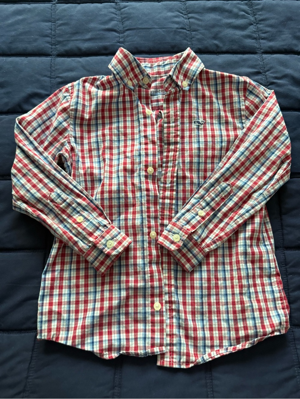 Vineyard Vines Red White & Blue Plaid Button-Down Shirt - Kids